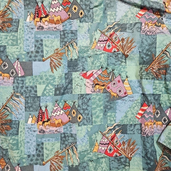 Vintage Parhandle Slim Western Shirt Men’s 16.5 L Teepee Horse Print USA Made - Picture 2 of 10